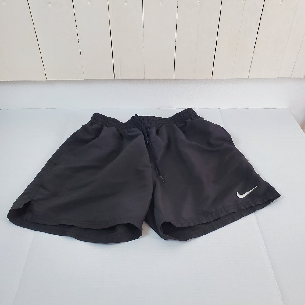 Nike Mens Black Athletic Gym Shorts Size Large Elastic Waist 2 Pockets No Lining